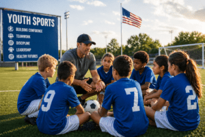 kids playing soccer in USA youth league